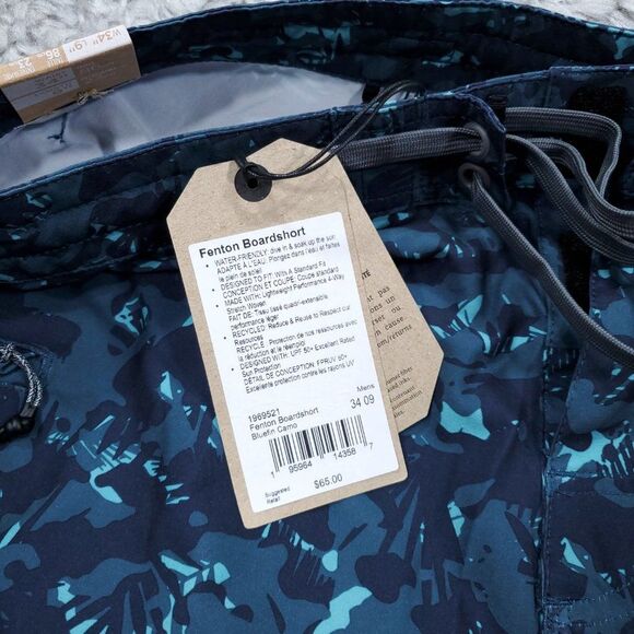 Prana Fenton Boardshorts Men's Size 34 9" Inseam Bluefin Camo Swim Blue - Picture 5 of 8